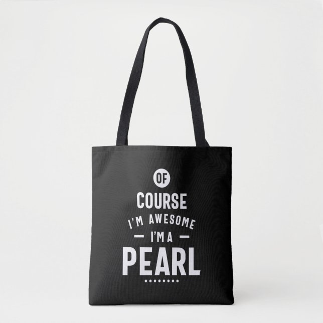 Pearl Personalized Name Birthday Tote Bag (Front)