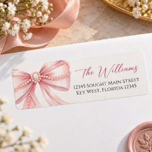 Pearl Pink Bow Return Address Labels