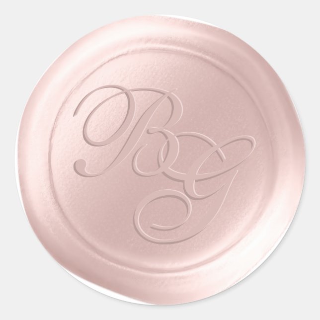 Pearl Pink Script Monogram Wax Seal Stickers (Front)