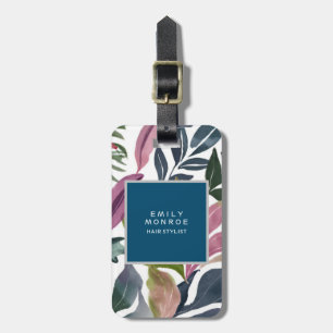 Pearl Plain Modern Minimalist Floral Luggage Tag