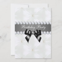 Pearl Quilted & Black Jewel Bow Birthday