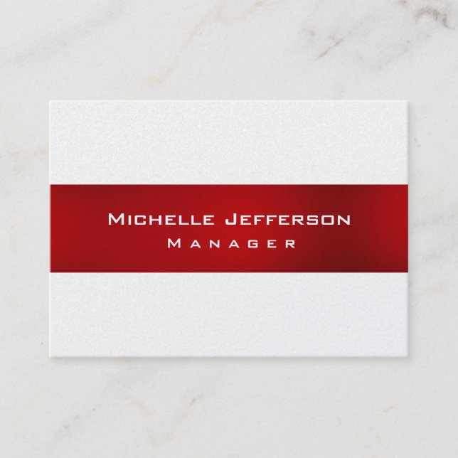 Pearl Red Unique Chubby Manager Business Card (Front)