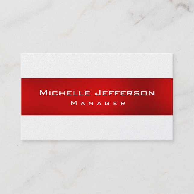 Pearl Red Unique Standard Manager Business Card (Front)