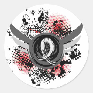 Pearl Ribbon And Wings Lung Cancer Classic Round Sticker