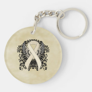 Pearl Ribbon with Wings Keychain