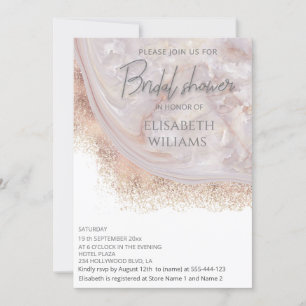 Pearl rose gold marble agate calligraphy invitation