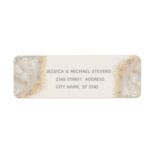 Pearl rose gold marble agate calligraphy label