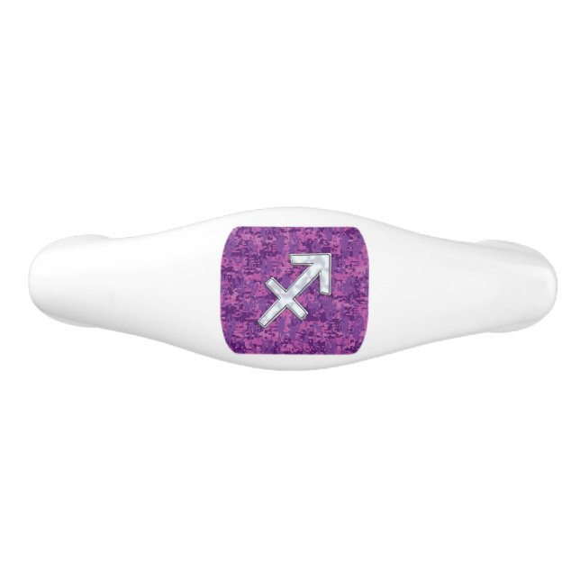 Pearl Sagittarius Zodiac Sign Fuchsia Digital Camo Ceramic Drawer Pull (Front)