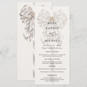 Pearl Satin Bow Elegant Wedding Menu
