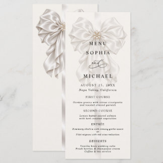 Pearl Satin Bow Elegant Wedding Menu
