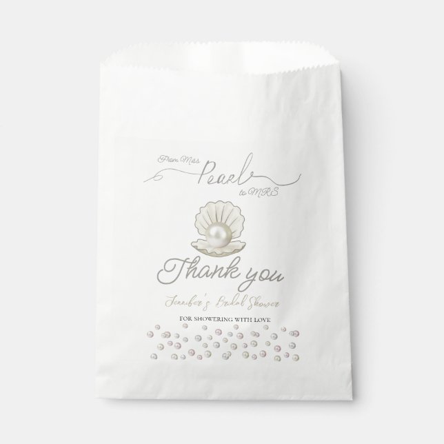 Pearl & Shell Pearlcore Miss to MRS Bridal Shower Favour Bag (Front)