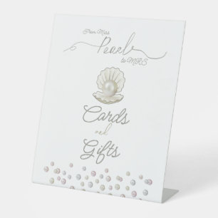 Pearl & Shell Pearlcore Miss to MRS Bridal Shower Pedestal Sign