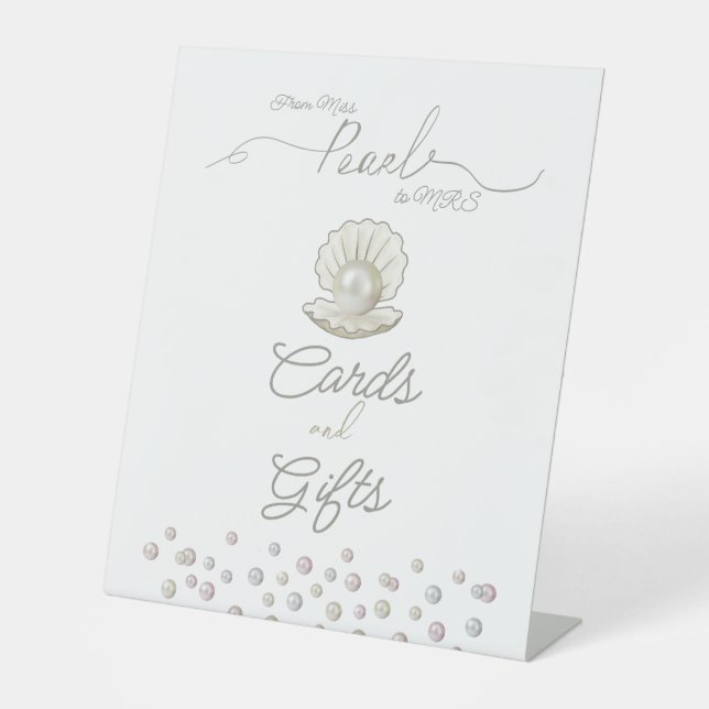 Pearl & Shell Pearlcore Miss to MRS Bridal Shower Pedestal Sign (Front)