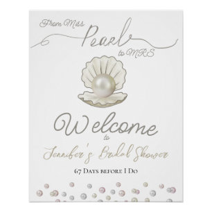 Pearl & Shell Pearlcore Miss to MRS Bridal Shower Poster