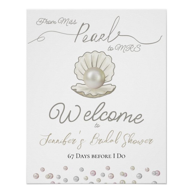 Pearl & Shell Pearlcore Miss to MRS Bridal Shower Poster (Front)