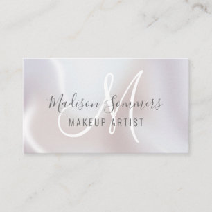 Pearl Shimmer Monogram Makeup Artist  Business Card