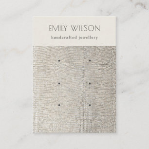 Pearl Silver Leather Texture 3 Earring Display Business Card