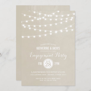 Pearl String Lights Engagement Party Invitation