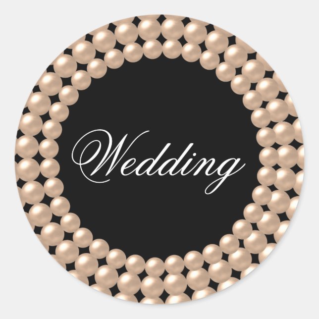 Pearl Strings Jewelled Wedding Sticker (Front)