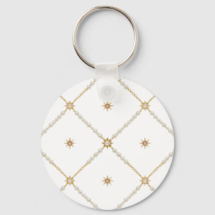Pearl Sunburst Lattice Jewelry Pattern Keychain