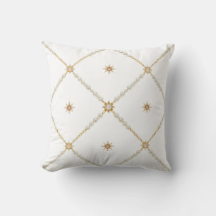 Pearl Sunburst Lattice Jewelry Pattern Throw Pillow