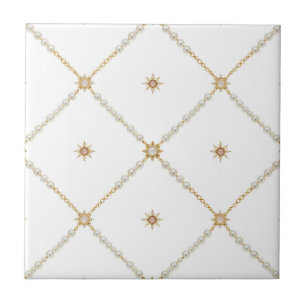 Pearl Sunburst Lattice Jewelry Pattern Tile
