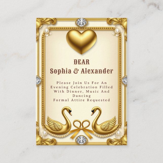 Pearl Swan Wedding Information Suite Enclosure Card (Front)