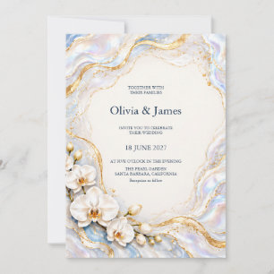 Pearl Tide Orchid Wedding Invitation