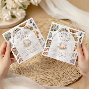 Pearl Under The Sea You Soon Girl Baby Shower Napkin