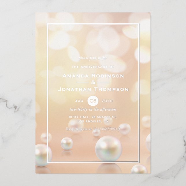 Pearl Wedding Anniversary  Foil Invitation (Front)