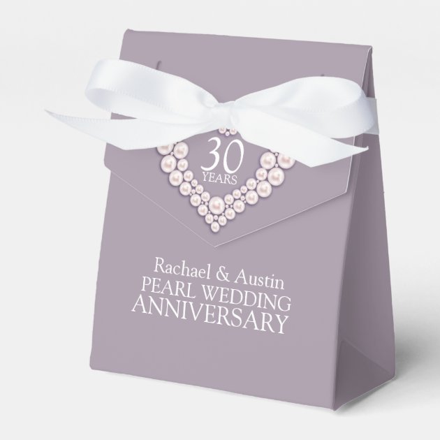 Pearl wedding heart 30 years thank you favour box | Zazzle