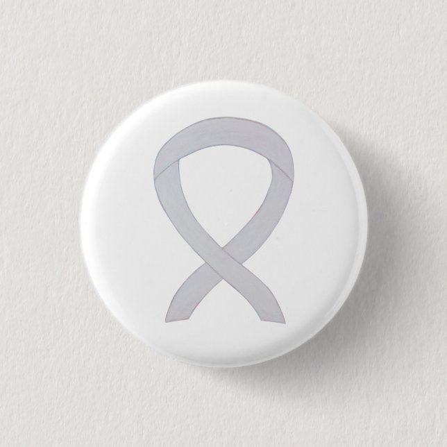 Pearl White Awareness Ribbon Custom Button Pins (Front)