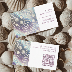 Pearl White Floral Damask Elegant Purple Pattern Business Card