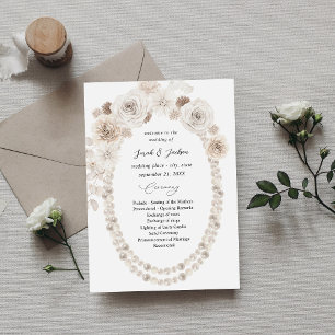 Pearl & White Floral Mariage Cérémonie Programme