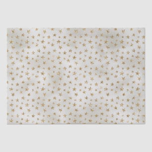 Pearl White Gold Glitter Sparkle Stars Tissue Paper