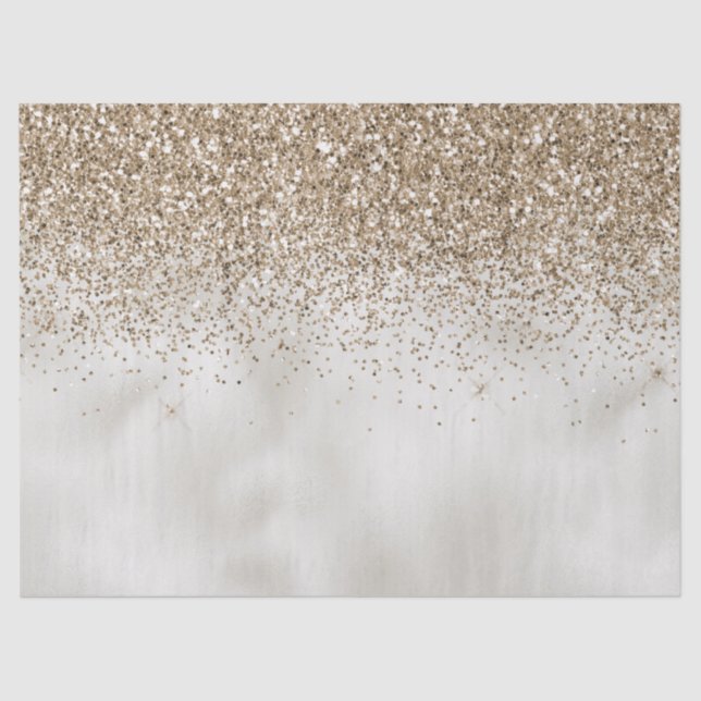 Pearl White Luxe Gold Glitter Tissue Paper (Front)