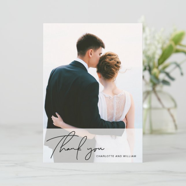 Pearl White Opaque | Thank You Wedding Card (Standing Front)