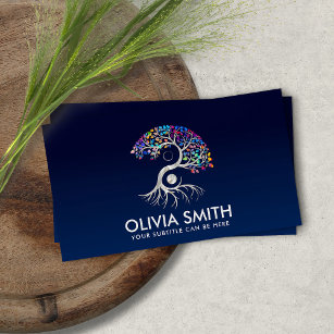 Pearl Yin Yang Tree - colourful leaves Business Card