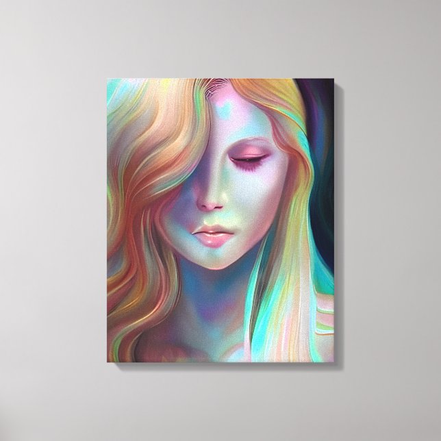 Pearlescent Fantasy Ai Art Pretty Ethereal Woman Canvas Print (Front)
