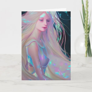 Pearlescent Fantasy Ai Art Pretty Ethereal Woman Card