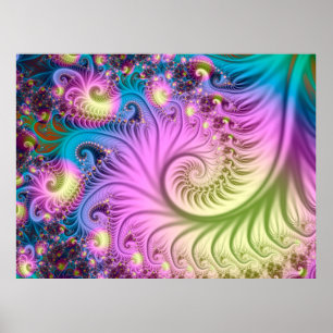 Pearlescent fractal spiral poster