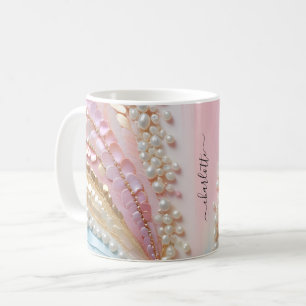 Pearlescent Painted Pearls Shells  Coffee Mug