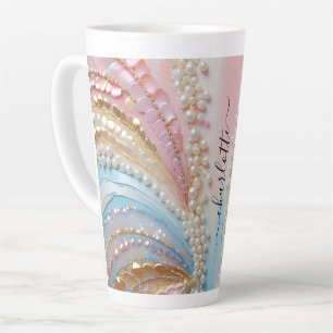 Pearlescent Painted Pearls Shells  Latte Mug