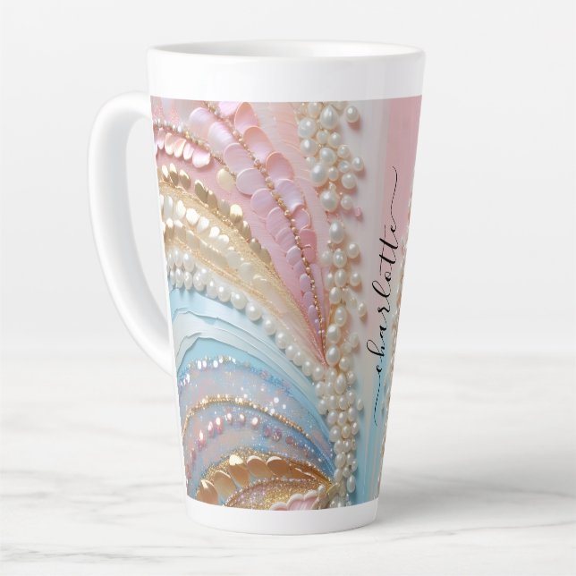 Pearlescent Painted Pearls Shells  Latte Mug (Left Angle)