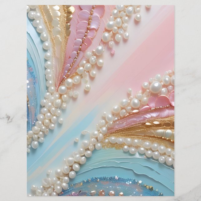 Pearlescent Painted Pearls Shells Scrapbook Paper (Front)