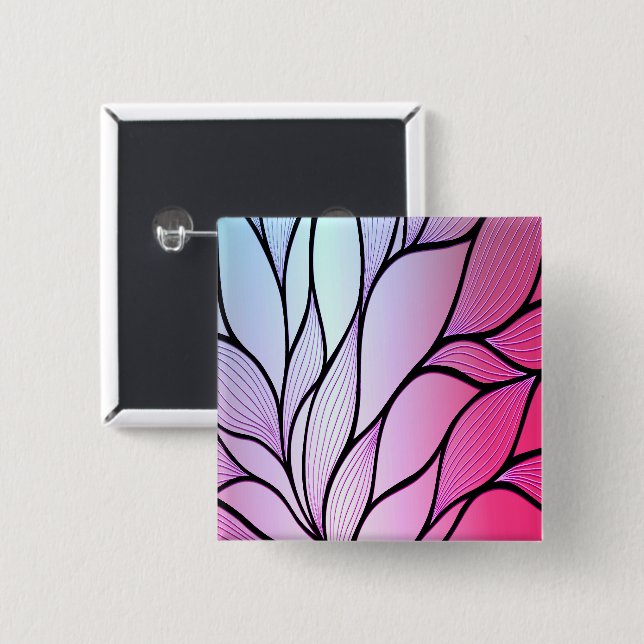 Pearlescent Purple Creative Leave Pattern  2 Inch Square Button (Front & Back)