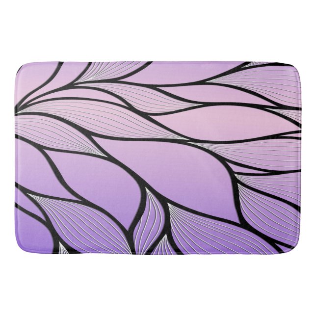 Pearlescent Purple Creative Leave Pattern  Bath Mat (Front)