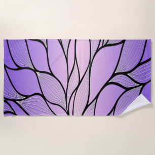 Pearlescent Purple Creative Leave Pattern  Beach Towel