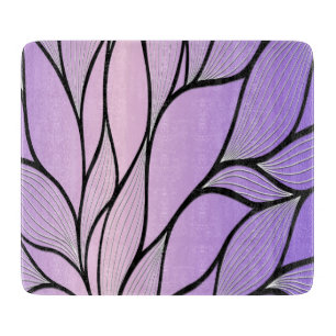 Pearlescent Purple Creative Leave Pattern Glass Cutting Board