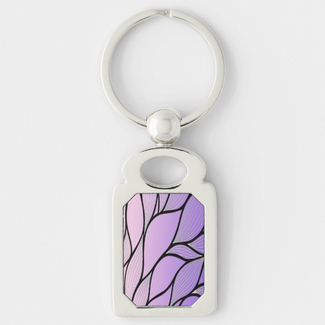 Pearlescent Purple Creative Leave Pattern  Keychain (Front)